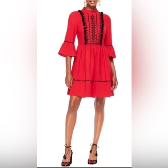 kate spade Dresses & Skirts - Kate Spade Red & Black Pom Pom Dress – Size 16 – Festive Cocktail Flair